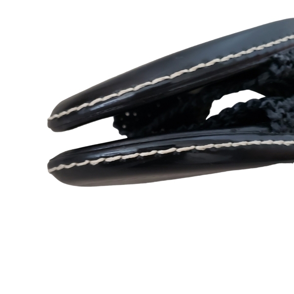 Damiani's Black Wedge Woven Top Slip On Sandals - Picture 8 of 11